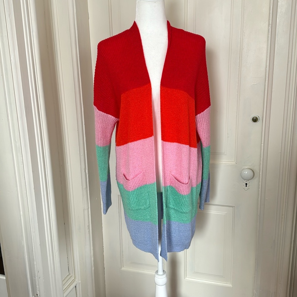 So pretty for spring, long sleeve, light & airy, cardigan coat, short size Large